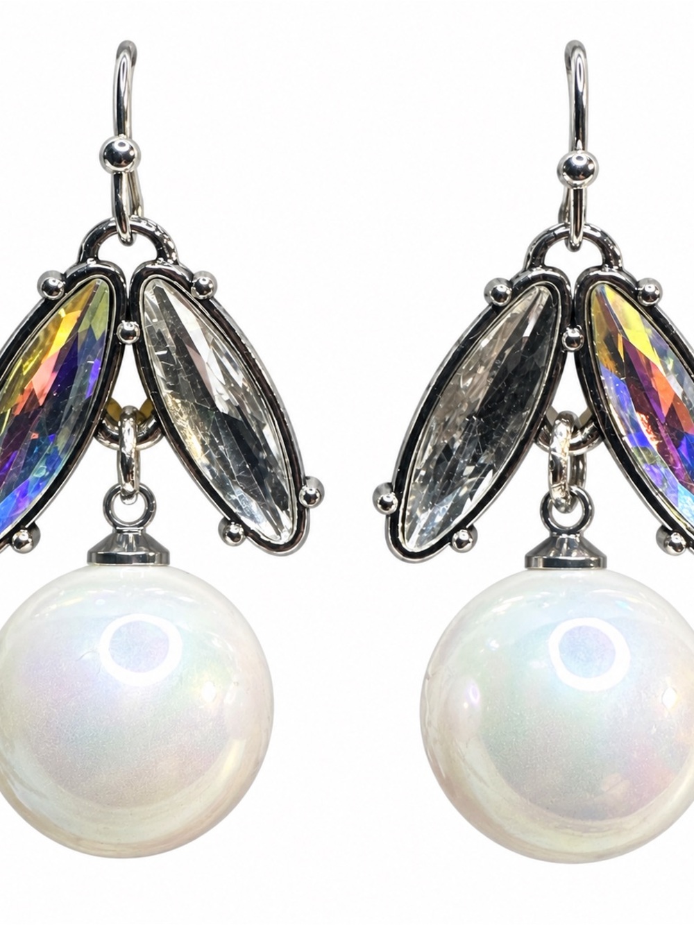 Repurposed Crystal & Pearl Statement Drop Earrings